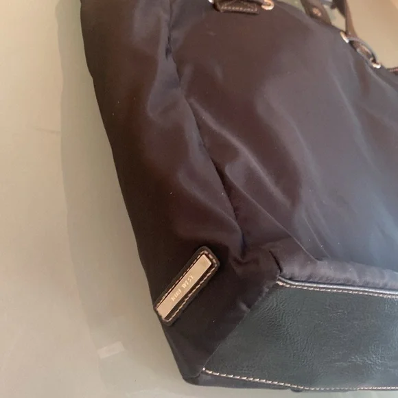 Nine West Tote Nine West Black Soft Structured Nylon Tote with Silver Hardware - Picture 8 of 9